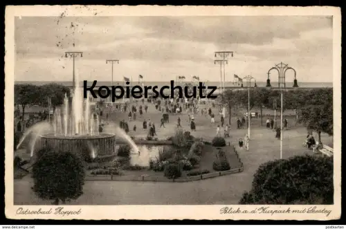 ALTE POSTKARTE ZOPPOT SOPOT BLICK AUF DEN KURPARK MIT SEESTEG Pommern poland polska AK Ansichtskarte cpa postcard