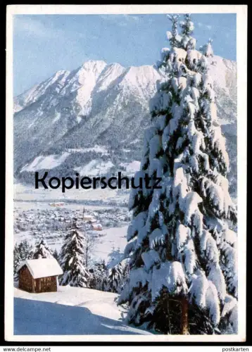 ÄLTERE POSTKARTE BLICK VOM SCHRATTENWANG AUF OBERSTDORF im Winter hiver snow neige Ansichtskarte AK postcard cpa