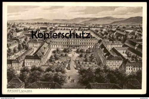ALTE KÜNSTLER POSTKARTE RASTATT SCHLOSS FAVORITE Fliegeraufnahme Luftbild Favorit castle chateau Ansichtskarte postcard