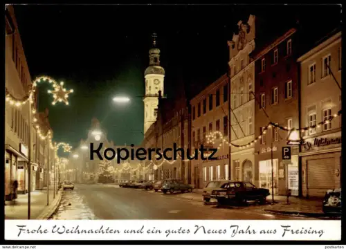 ÄLTERE POSTKARTE FREISING FROHE WEIHNACHTEN UND EIN GUTES NEUES JAHR christmas VW Golf Renault Auto Ansichtskarte AK cpa