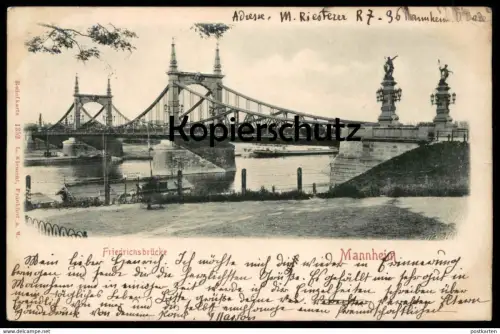 ALTE PRÄGE POSTKARTE MANNHEIM AM RHEIN FRIEDRICHSBRÜCKE 1900 Embossed Card gaufrée gauffrée Ansichtskarte postcard cpa