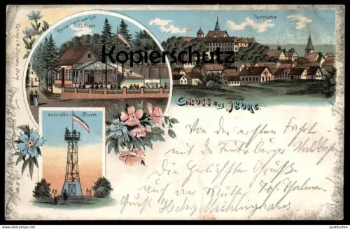 ALTE LITHO POSTKARTE GRUSS AUS IBURG 1901 PANORAMA TURM RESTAURANT LITHOGRAFIE 1901 Bad Ansichtskarte AK postcard cpa