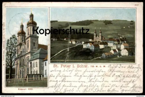 ALTE POSTKARTE ST. PETER IM SCHWARZWALD PANORAMA KIRCHE ERBAUT 1090 Sankt black forest Ansichtskarte AK postcard cpa