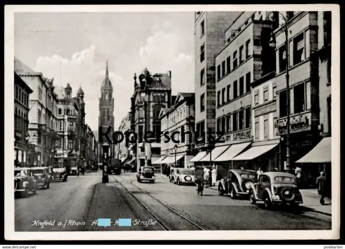 ALTE POSTKARTE KREFELD A-H-STRASSE 1943 PERSIL WMF RHEINISCHE ZEITUNG Oldtimer WHW Stempel Feldpost Ansichtskarte AK