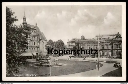ALTE POSTKARTE GÖRLITZ POSTPLATZ STRASSENBAHN AUTO Zgorzelec AK Ansichtskarte postcard cpa