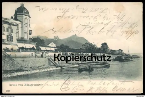 ALTE POSTKARTE GRUSS VON KÖNIGSWINTER RHEIN HOTEL BERLINER HOF RHEIN SCHIFF ship Ansichtskarte AK cpa postcard