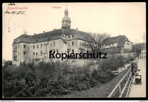 ALTE POSTKARTE DIPPOLDISWALDE SCHLOSS KINDER KIND IM HANDKARREN JUNGE children castle chateau Ansichtskarte postcard cpa