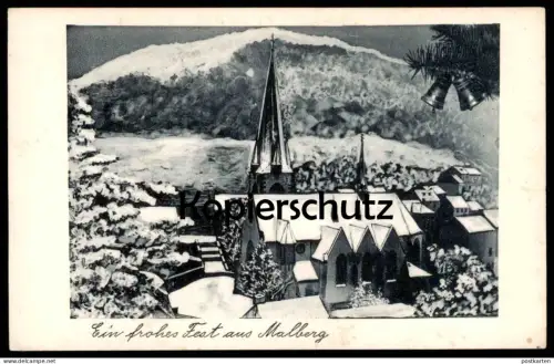 ÄLTERE POSTKARTE EIN FROHES FEST AUS MALBERG EIFEL BEI KYLLBURG WEIHNACHTEN SCHNEE Bitburger Land Ansichtskarte postcard