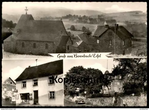 ALTE POSTKARTE GRUSS AUS BERENBACH EIFEL JOHANN MINDERMANN GEMISCHTWAREN POST KAISERSESCH KELBERG Ansichtskarte postcard