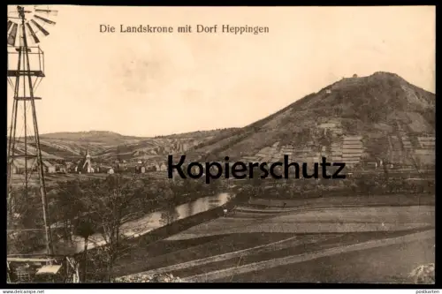 ALTE POSTKARTE DIE LANDSKRONE MIT DORF HEPPINGEN WINDRAD WINDMÜHLE BAD NEUENAHR AHRWEILER Ansichtskarte AK postcard cpa
