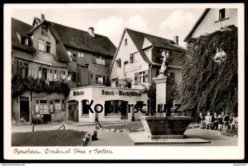 ALTE POSTKARTE BENSHEIM DENKMAL FRAU VON BELSEN FRAA VUN BENSEM MITTERLE SCHUH WERKSTÄTTEN Ansichtskarte AK cpa postcard