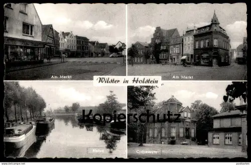 ÄLTERE POSTKARTE WILSTER IN HOLSTEIN AM MARKT COLOSSEUM HAFEN FRACHTSCHIFF SENIA AK Ansichtskarte cpa postcard