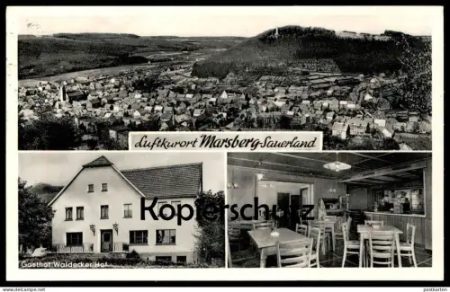 ÄLTERE POSTKARTE LUFTKURORT MARSBERG IM SAUERLAND GASTHOF WALDECKER HOF JUKEBOX SPIELAUTOMAT Ansichtskarte postcard cpa