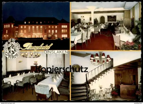 ÄLTERE POSTKARTE BURGHOTEL DINSLAKEN JULIUS DÖLKEN ALTHOFFSTRASSE Hotel Familienwappen Wappen Ansichtskarte cpa postcard