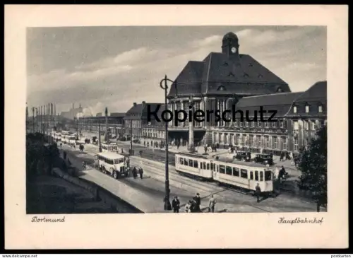 ALTE POSTKARTE DORTMUND HAUPTBAHNHOF OMNIBUS Bus Bahnhof station gare Strassenbahn Tram tramway postcard Ansichtskarte