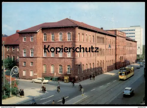 ÄLTERE POSTKARTE KARLSRUHE TECHNISCHE HOCHSCHULE WERBUNG NSU REKLAME TELEFONZELLE STRASSENBAHN university postcard cpa