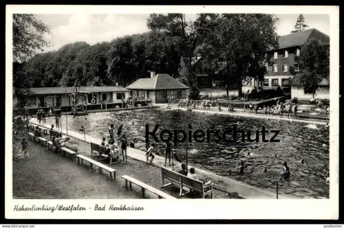 ÄLTERE POSTKARTE HOHENLIMBURG WESTFALEN BAD HENKHAUSEN FREIBAD SCHWIMMBAD HAGEN bath Adenauer Ansichtskarte cpa postcard
