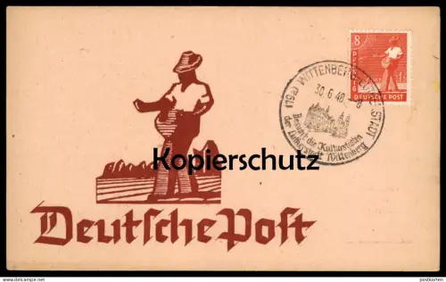 ALTE POSTKARTE DEUTSCHE POST 1948 NACH MAXIMUM BIELEFELD SONDERSTEMPEL BRIEFMARKE 8 PFENNIG MARKE WIEDERAUFBAU