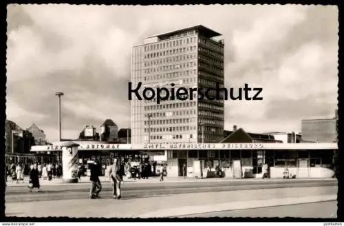 ÄLTERE POSTKARTE NÜRNBERG HOCHHAUS AM PLÄRRER PLAKAT MIT CLOWN AMTLICHES BAYERISCHES REISEBÜRO Ansichtskarte postcard AK