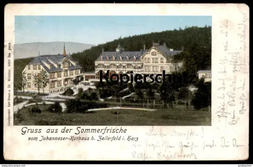 ALTE POSTKARTE CLAUSTHAL-ZELLERFELD JOHANNESER KURHAUS VERGOLDETE FENSTER GIEBEL OBERHARZ Ansichtskarte cpa postcard