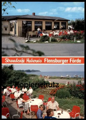 ÄLTERE POSTKARTE STRANDCAFÉ HABERNIS FLENSBURGER PILSENER STEINBERG Steinbergkirche Stenbjerg Bier beer bière postcard