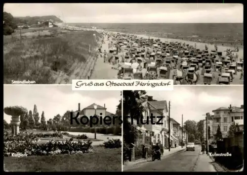 ÄLTERE POSTKARTE GRUSS AUS HERINGSDORF USEDOM KULMSTRASSE Motorrad Moto Motorbike Motocyclette Ansichtskarte postcard