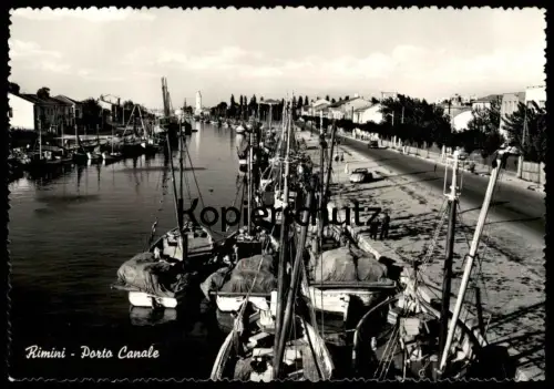 POSTKARTE RIMINI PORTO CANALE Fischerhafen Bateau de peche Barche Fischerboot Hafen port fishing boat boats Italia car