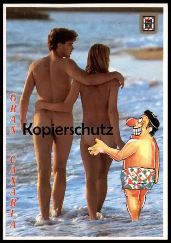 ÄLTERE POSTKARTE GRAN CANARIA HUMOR beach nue nus nude nudity postcard