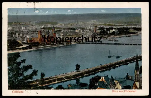 ALTE POSTKARTE COBLENZ BLICK VON PFAFFENDORF MOSELUFER MOSEL Koblenz Ansichtskarte postcard cpa AK
