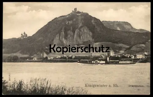 ALTE POSTKARTE KÖNIGSWINTER AM RHEIN DRACHENFELS DAMPFER BEI BONN BURG RUINE Siebengebirge Ansichtskarte