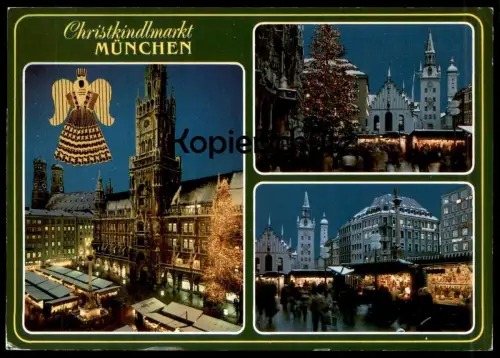 ÄLTERE POSTKARTE MÜNCHEN CHRISTKINDLMARKT WEIHNACHTSMARKT MARKT Engel Weihnachtsbaum Weihnachten AK postcard cpa
