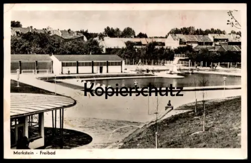 ALTE POSTKARTE MERKSTEIN FREIBAD Herzogenrath Schwimmbad Bad bath swimming pool piscine Ansichtskarte AK postcard cpa