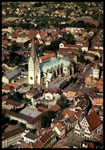 ÄLTERE POSTKARTE FLIEGERAUFNAHME PADERBORN LUFTBILD GAUKIRCHE KAISERPFALZ RATHAUS Ansichtskarte cpa postcard AK