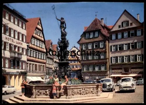 ÄLTERE POSTKARTE PEKAN DI TÜBINGEN AM NECKAR HOTEL LAMM OPEL VW MERCEDES Auto car cpa AK Ansichtskarten cpa