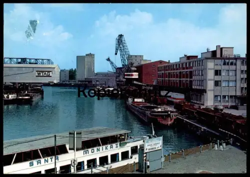 ÄLTERE POSTKARTE DORTMUND HAFEN FÄHRE SANTA MONIKA II FRACHTSCHIFF WTAG Isenbeck cargo ship Ansichtskarte postcard cpa