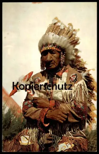 POSTKARTE OLD INDIAN CHIEF Indianer Indians Indien Kopfschmuck feather headdress coiffe cpa postcard AK Ansichtskarte