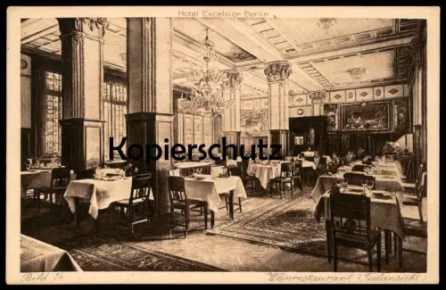 ALTE POSTKARTE BERLIN HOTEL EXCELSIOR WEINRESTAURANT Tische Kronleuchter Curt Elschner Ansichtskarte AK cpa postcard
