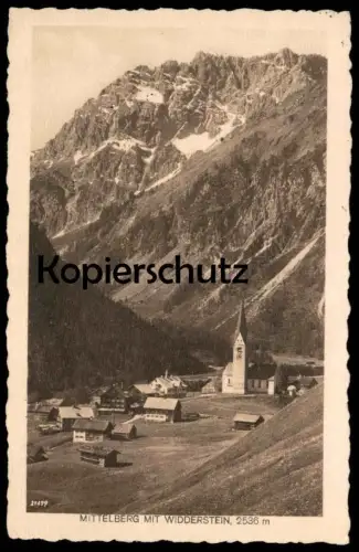 ALTE POSTKARTE MITTELBERG MIT WIDDERSTEIN 1929 Kleinwalsertal Vorarlberg cpa postcard Ansichtskarte AK