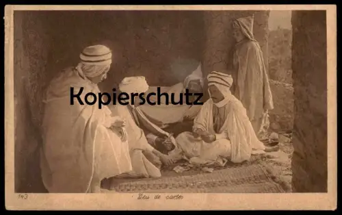 ALTE POSTKARTE JEU DE CARTES Tunisie Algerie Types Afrique du Nord Afrika Africa card playing Kartenspiel cpa postcard