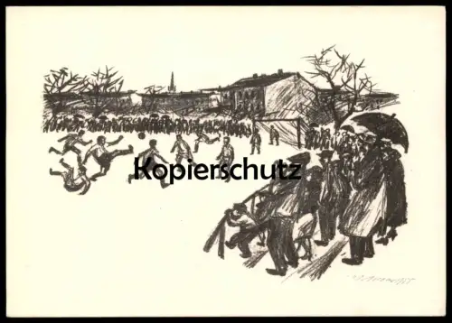 ÄLTERE POSTKARTE BERLIN HOHENSCHÖNHAUSEN FUSSBALLPLATZ KÜNSTLER ARNO MOHR 1955 soccer AK Ansichtskarte cpa postcard