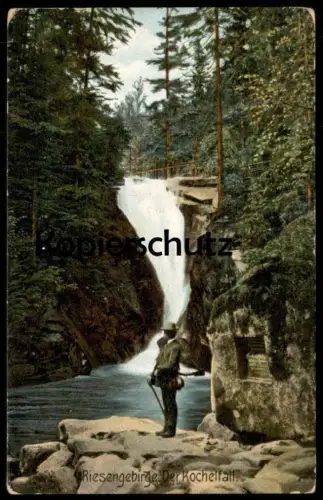 ALTE POSTKARTE RIESENGEBIRGE DER KOCHELFALL WANDERER SZKLARKA SCHREIBERHAU Karkonosze Krkonose Ansichtskarte AK postcard