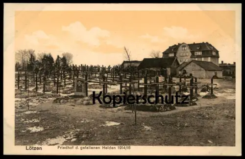 ALTE POSTKARTE LÖTZEN FRIEDHOF DER GEFALLENEN HELDEN 1914/16 Gizycko Masuren cemetery cimetière Ansichtskarte postcard