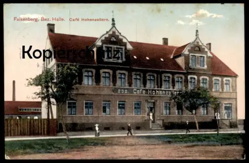 ALTE POSTKARTE FALKENBERG BEZIRK HALLE CAFÉ HOHENZOLLERN Feldpost Ansichtskarte cpa postcard AK