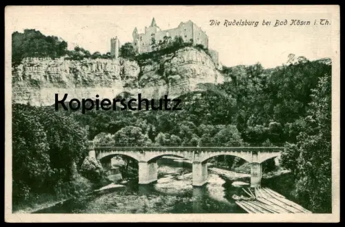 ALTE POSTKARTE DIE RUDELSBURG BEI BAD KÖSEN IN THÜRINGEN Boote Holz Langholz Ansichtskarte postcard cpa AK