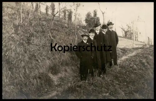 ALTE FOTO POSTKARTE FÜNF HERREN SPAZIERGÄNGER WANDERER STEMPEL STUTTGART NACH ASCHAFFENBURG Ansichtskarte cpa postcard