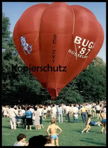 ÄLTERE POSTKARTE DÜSSELDORF SÜDPARK MIT HEISSLUFTBALLON BUGA 1987 BALLON SE-ZVY hot-air balloon Ansichtskarte postcard