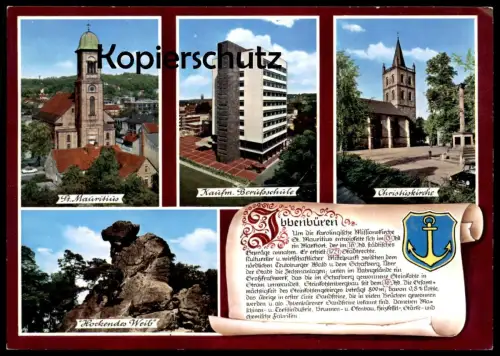 POSTKARTE IBBENBÜREN BERUFSSCHULE SCWAPPEN & GESCHICHTE CHRONIK Chronikkarte chronique chronicle storycard Ansichtskarte