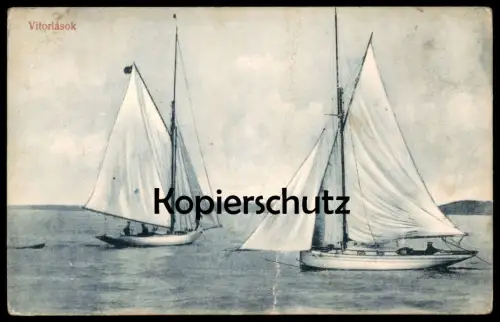 ALTE POSTKARTE VITORLASOK SCHIFFE BOOTE SEGELSCHIFF BALATON UNGARN hungary Magyarorszag postcard Ansichtskarte cpa AK