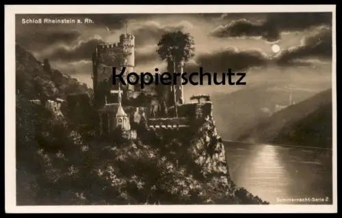 ALTE POSTKARTE BURG RHEINSTEIN SOMMERNACHT SERIE Nacht Mond night moon lune nuit cpa Ansichtskarte postcard AK