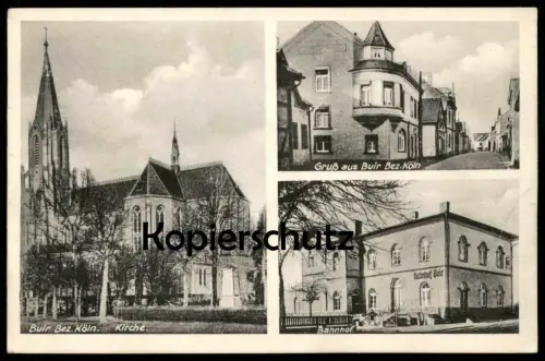 ALTE POSTKARTE GRUSS AUS BUIR BEZIRK KÖLN BAHNHOF KIRCHE KERPEN (ERFT) station gare Ansichtskarte AK cpa postcard